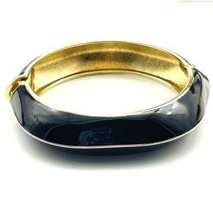 Black Enamel Clamper Bracelet Gold Tone Classic Career Cosplay LARP Evening